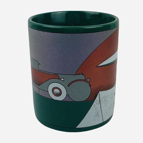Vintage 80s KGG Handarbeit Green Mug Woman Germany Nagel Car Duesenberg Art Deco - Picture 3 of 10